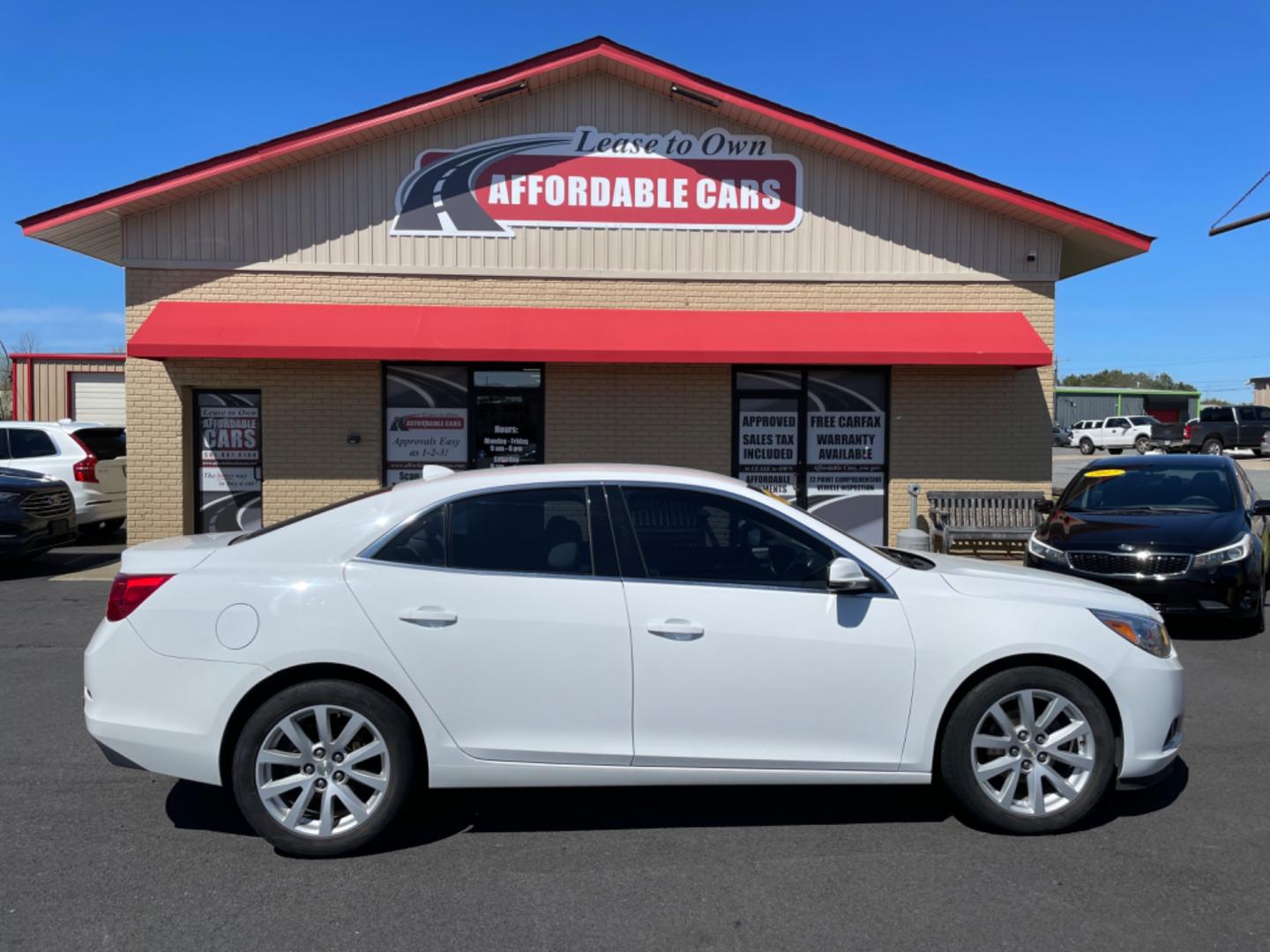 2014 White Chevrolet Malibu (1G11E5SL9EF) with an 4-Cyl, 2.5 Liter engine, Automatic, 6-Spd w/Overdrive and Manual Mode transmission, located at 8008 Warden Rd, Sherwood, AR, 72120, (501) 801-6100, 34.830078, -92.186684 - Photo#0